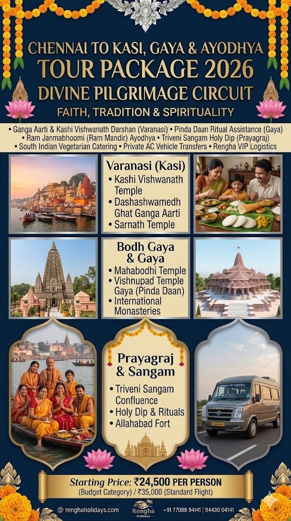 Chennai to Kasi Gaya Ayodhya Tour Package 2026 Best Deals